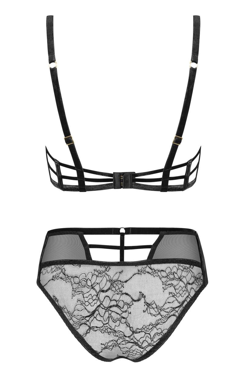 Back view of 080918 bra and lace brief laid flat