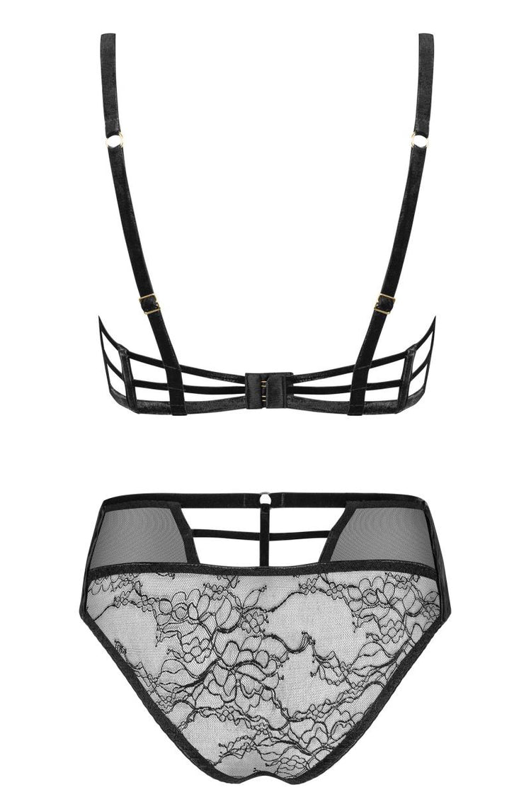 Back view of 080918 bra and lace brief laid flat