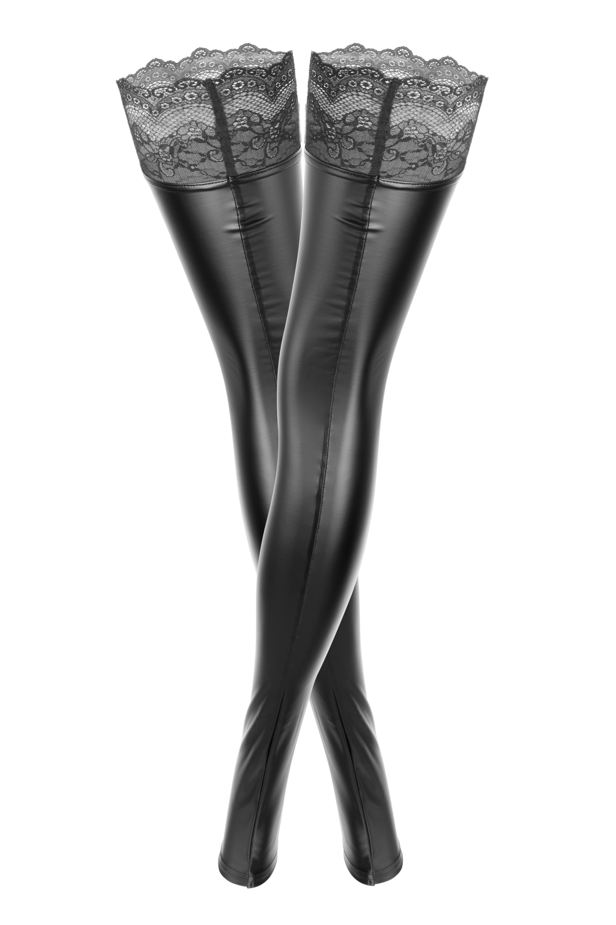 Wetlook stockings product back view